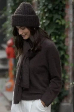 Original Story Mija kid mohair kaulahuivi, chocolate