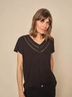 Mos Mosh - Coel v-neck t-paita, black