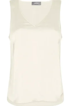 Mos Mosh - Astrid v-neck silkkitoppi, ecru
