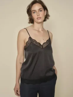 Mos Mosh - Ditte Silk Lace Singlet, black