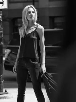 Mos Mosh - Ditte Silk Lace Singlet, black