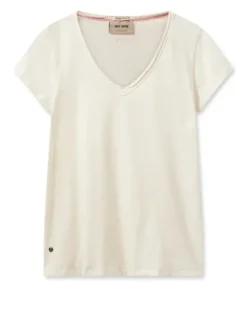 Mos Mosh - Tulli Basic t-paita v-kaulus, ecru