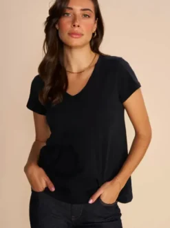 Mos Mosh - Tulli Basic t-paita v-kaulus, black
