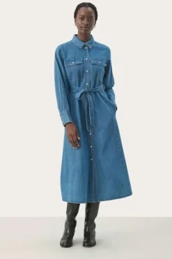 Part Two Polenka mekko, medium blue denim