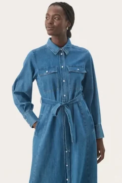 Part Two Polenka mekko, medium blue denim