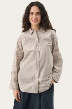 Part Two Savanna paitapusero, neutral twin stripe