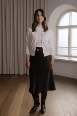 Original Story Tianna midi satiinihame, black