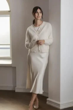 Original Story Tianna midi satiinihame, cream