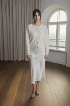 Original Story Tianna midi satiinihame, cream