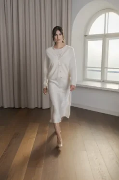 Original Story Tianna midi satiinihame, cream