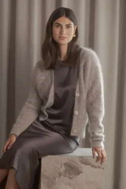 Original Story Tianna midi satiinihame, dark chocolate