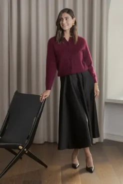 Original Story Tina leveähelmainen satiinihame, black