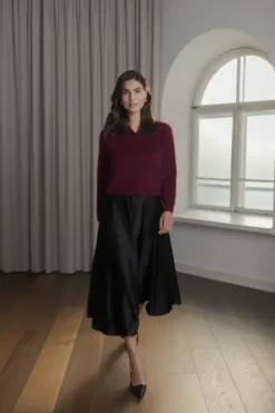 Original Story Tina leveähelmainen satiinihame, black