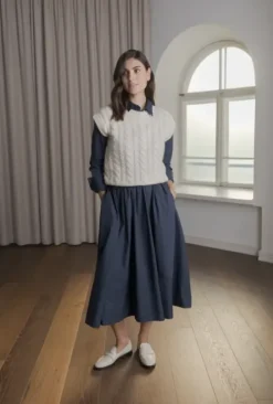 Original Story Vivian palmikkoneuleliivi, cream