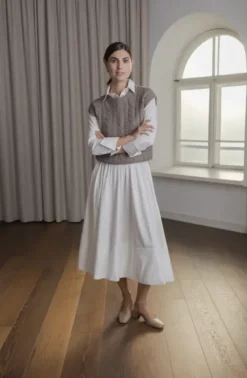 Original Story Vivian palmikkoneuleliivi, nougat