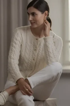 Original Story Vivianna palmikkoneuletakki, cream