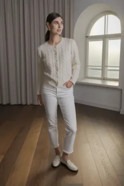 Original Story Vivianna palmikkoneuletakki, cream