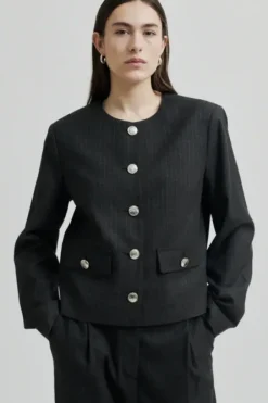 Second Female Wake lyhyt bleiseri, dark grey melange