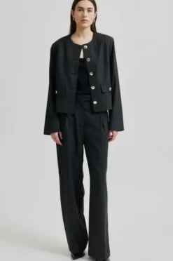 Second Female Wake lyhyt bleiseri, dark grey melange