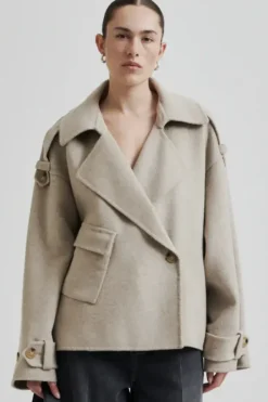 Second Female Walance lyhyt villakangastakki, beige melange