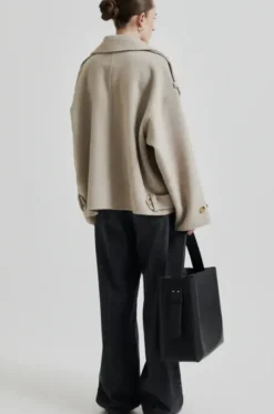 Second Female Walance lyhyt villakangastakki, beige melange