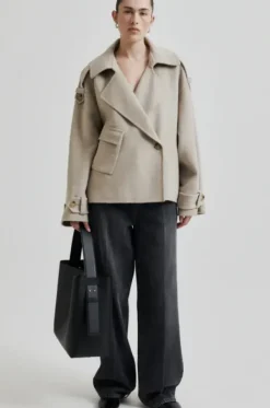 Second Female Walance lyhyt villakangastakki, beige melange