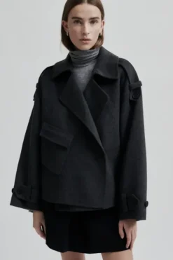 Second Female Walance lyhyt villakangastakki, dark grey melange