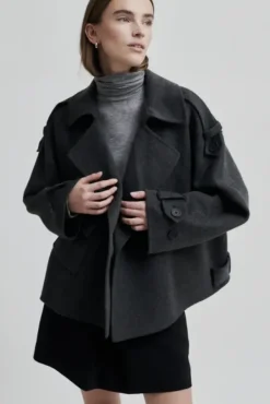 Second Female Walance lyhyt villakangastakki, dark grey melange