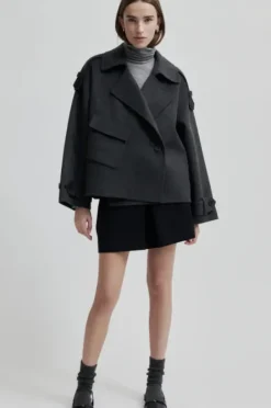 Second Female Walance lyhyt villakangastakki, dark grey melange