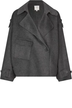 Second Female Walance lyhyt villakangastakki, dark grey melange