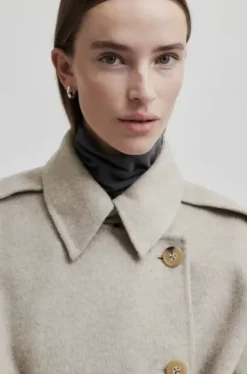 Second Female Walance pitkä villakangastakki, beige melange